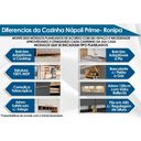 Ver imagem 2 de Módulo Cozinha Ronipa Nápoli Prime Armário Geladeira Adega C/ 1 Porta Basculante 80cm Amendoa/off