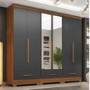 Ver imagem 1 de Quarto Modulado 100% MDF 3 Peças 6 Portas 3 Gavetas com Espelhos Smart Plus Bege/Cinamomo/Chumbo