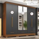 Ver imagem 2 de Quarto Modulado 100% MDF 3 Peças 6 Portas 3 Gavetas com Espelhos Smart Plus Bege/Cinamomo/Chumbo