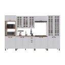 Ver imagem 2 de Cozinha Modulada 6 Peças Torre Quente Cristaleira e Aéreo com Vidro 2 Balcão sem Tampo 100% MDF Bari