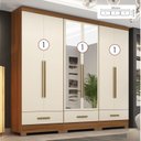 Ver imagem 2 de Quarto Modulado 100% MDF 3 Peças 6 Portas 3 Gavetas com Espelhos Smart Plus Bege/Cinamomo/Offwhite