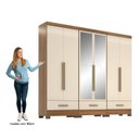 Ver imagem 5 de Quarto Modulado 100% MDF 3 Peças 6 Portas 3 Gavetas com Espelhos Smart Plus Bege/Cinamomo/Offwhite