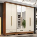 Ver imagem 1 de Quarto Modulado 100% MDF 3 Peças 6 Portas 3 Gavetas com Espelhos Smart Plus Bege/Cinamomo/Offwhite