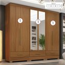 Ver imagem 2 de Quarto Modulado 100% MDF 3 Peças 6 Portas 3 Gavetas com Espelhos Smart Plus Bege/Cinamomo