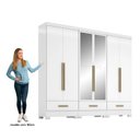 Ver imagem 6 de Quarto Modulado 100% MDF 3 Peças 6 Portas 3 Gavetas com Espelhos Smart Plus Branco