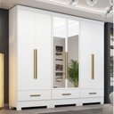 Ver imagem 1 de Quarto Modulado 100% MDF 3 Peças 6 Portas 3 Gavetas com Espelhos Smart Plus Branco