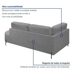 Sofá Living Orgânico 2 Lugares 165cm Norten - 6