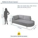 Ver imagem 3 de Sofá Living Orgânico 2 Lugares Chaise Lado Direito 175cm Linho Cinza Base de Ferro Norten