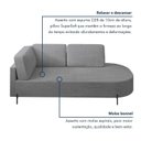 Ver mais imagens de Sofá Living Orgânico 2 Lugares Chaise Lado Direito 175cm Linho Cinza Base de Ferro Norten