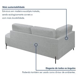 Sofá Living Orgânico 2 Lugares 165cm Norten - 6
