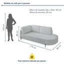 Ver imagem 3 de Sofá Living Orgânico 2 Lugares Chaise Lado Direito 175cm Linho Gelo Base de Ferro Norten