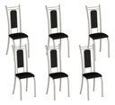 Ver imagem 1 de Kit 6 Cadeiras Paris Corino Preto Tubo Champanhe