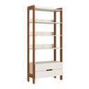 Ver imagem 2 de Estante de Livros 100% MDF 81CMX183CM 2 Gavetas e 4 Prateleiras Elvis Bege/Off White/Castanho