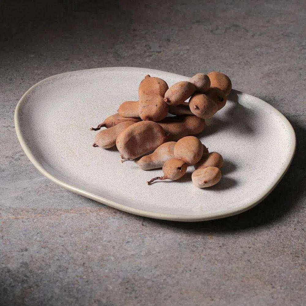 Conjunto 6 Pratos Rasos Oval Orgânico Latte 29x2,5cm Porto Brasil - 2
