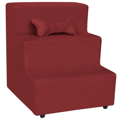 Escada Pet 3 Degraus para Cachorro e Gato R01 Veludo Vermelho - Annie Decor