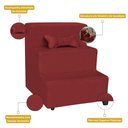 Ver imagem 3 de Escada Pet 3 Degraus para Cachorro e Gato R01 Veludo Vermelho - Annie Decor