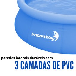Piscina com Borda Inflável Redonda 4600 Litros 3m X 76cm Azul + Bomba de Ar Importway Iwpbic4600 - 6 Piscina com Borda Inflável Redonda 4600 Litros 3m X 76cm Azul + Bomba de Ar Importway Iwpbic4600 - 6