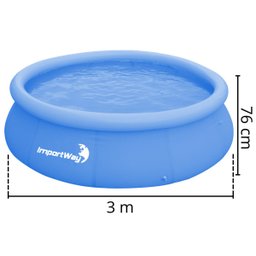 Piscina com Borda Inflável Redonda 4600 Litros 3m X 76cm Azul + Bomba de Ar Importway Iwpbic4600 - 2 Piscina com Borda Inflável Redonda 4600 Litros 3m X 76cm Azul + Bomba de Ar Importway Iwpbic4600 - 2