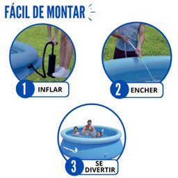 Piscina com Borda Inflável Redonda 4600 Litros 3m X 76cm Azul + Bomba de Ar Importway Iwpbic4600 - 9 Piscina com Borda Inflável Redonda 4600 Litros 3m X 76cm Azul + Bomba de Ar Importway Iwpbic4600 - 9