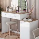 Ver mais imagens de Penteadeira Agnes 2 Gavetas Espelho Circular e Puxadores em Abs