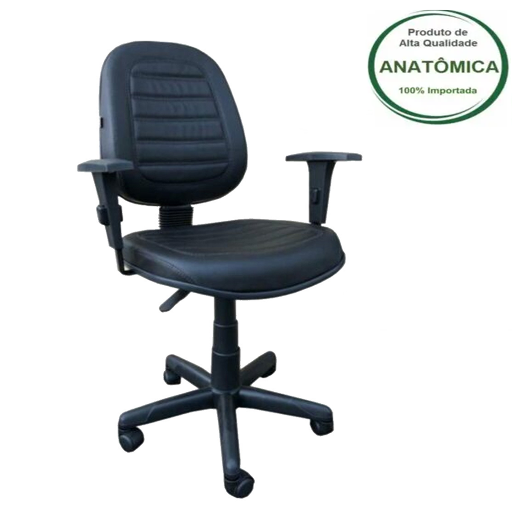 Conjunto de Cadeiras Executiva Alta Costurada + Executiva Costurada Fixa Base em "S" preta - 2906 - 2