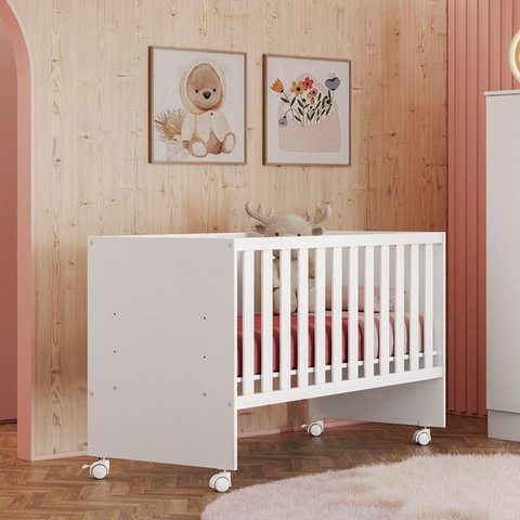 Berço Grade Fixa Doce Sonho Reto 95,0cm x 132,4cm x 64,0cm Branco