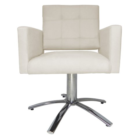 Poltrona Decorativa Camila Pés Metal Giratório Suede Bege - DS Estofados