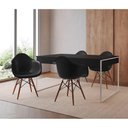 Ver imagem 1 de Mesa Jantar Industrial Preta 137X90Cm Base Ferro Branco Com 4 Poltronas Pretas Cor: Preto