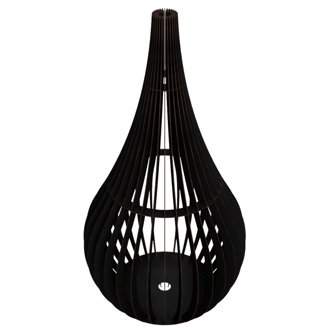 Abajur Grande de Chão CAPADÓCIA MDF Luminária Preto/75x40cm