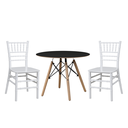 Ver imagem 1 de Conjunto Infantil Mesa Eames Preta 60cm com 2 Cadeiras Tiffany Branca Polipropileno