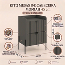 Ver imagem 2 de Kit Mesa de Cabeceira Moriah Grafite MDF 45cm Pé de Ferro Preto