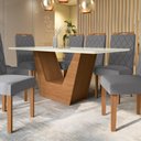 Ver imagem 3 de Conjunto Sala de Jantar Verbana Kappesberg 8 Cadeiras Veludo Titanio