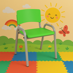 Kit 7 Cadeira Iso Infantil Creche, Escola Base Cinza Verde Claro - 1