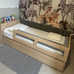 Cama com Auxiliar Acompanha Cabeceira e Proteção Lateral em Mdf Linha Join Quater - 2