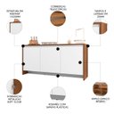 Ver imagem 4 de Balcão Aparador Buffet 3 Portas Madrid C14 Cedro/branco - Mpozenato