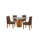 Ver imagem 2 de Mesa de Jantar Eloise 90cm Tampo Mdf Vidro Canto Copo com 4 Cadeiras Isadora Moderna Mobília