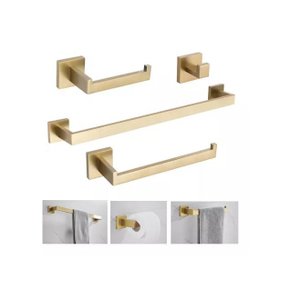 Kit Acessórios Banheiro Inox 304 Dourado Luxo 4 Peças