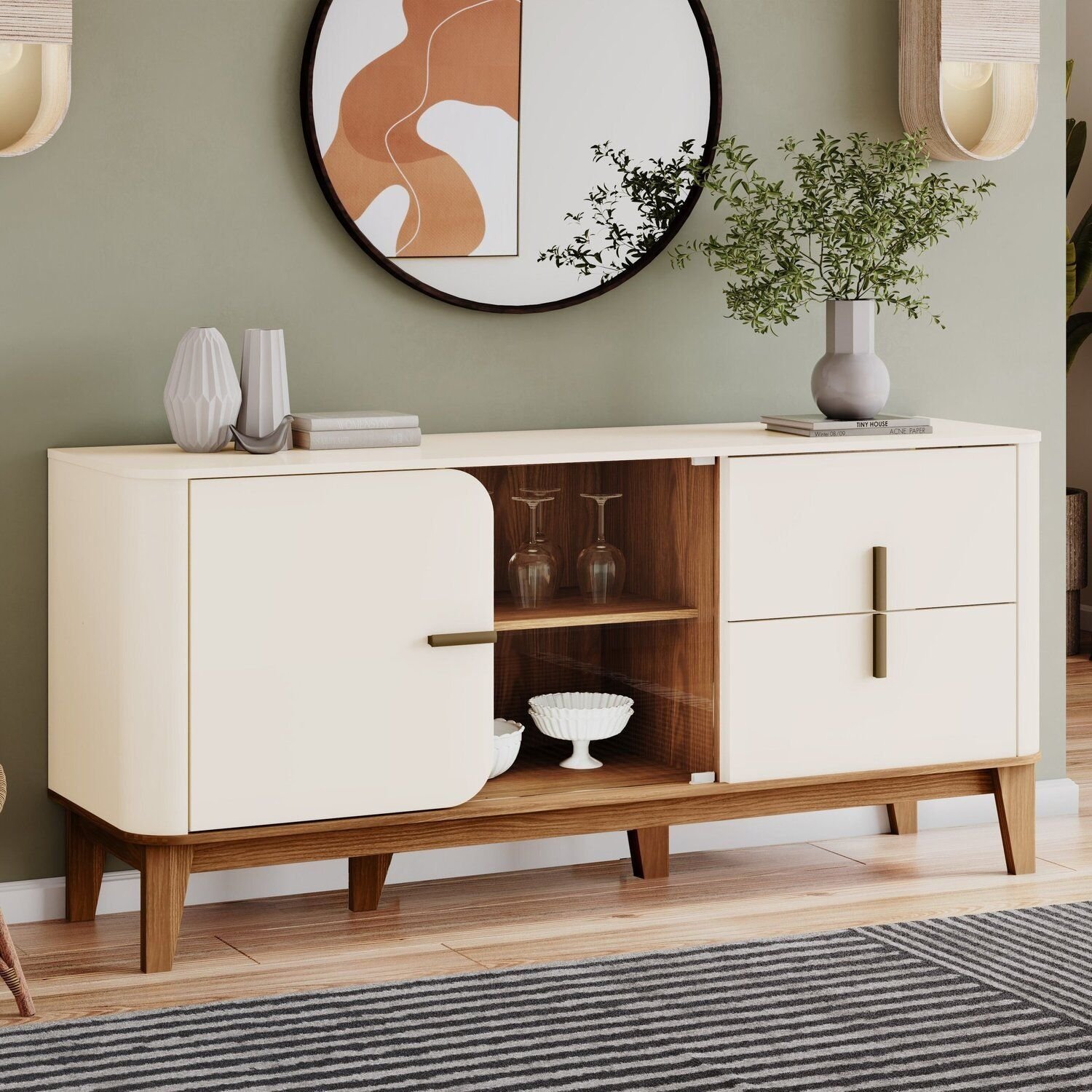 Buffet Rael para Sala de Jantar 2 Portas 2 Gavetas Retrô | MadeiraMadeira