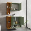 Ver imagem 2 de Gabinete Banheiro Ibiza 2 Portas Cuba e Armario Espelheira Verde/Marrom