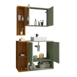 Gabinete Banheiro Ibiza 2 Portas Cuba e Armario Espelheira - 3