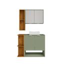 Ver imagem 4 de Gabinete Banheiro Ibiza 2 Portas Cuba e Armario Espelheira Verde/Marrom