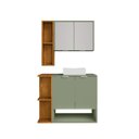 Ver imagem 4 de Gabinete Banheiro Ibiza 2 Portas Cuba e Armario Espelheira Verde/Marrom