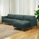 Ver imagem 1 de Sofá Decorativo Karine 5 Lugares Sala de Estar 300cm com Chaise Pés em Aço Couro Verde Musgo G88 - G