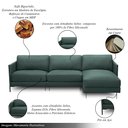 Ver imagem 3 de Sofá Decorativo Karine 5 Lugares Sala de Estar 300cm com Chaise Pés em Aço Couro Verde Musgo G88 - G