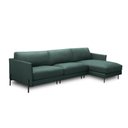 Ver imagem 2 de Sofá Decorativo Karine 5 Lugares Sala de Estar 300cm com Chaise Pés em Aço Couro Verde Musgo G88 - G