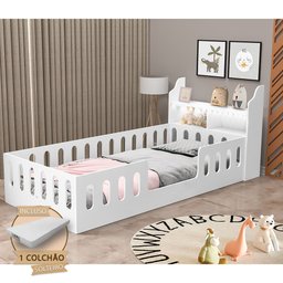 Cama Infantil Montessoriana Helo Solteiro com Colchão + Nicho e Led Branca - 3