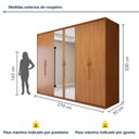 Ver imagem 3 de Guarda-Roupa Casal 6 Portas 6 Gavetas com Espelho MDF 270cm Suavitá Marrom Amêndoa Clean
