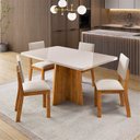 Ver imagem 1 de Conjunto de Sala de Jantar 4 Lugares Retangular com Tampo de Vidro Mel