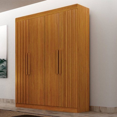 Guarda Roupa Solteiro Ripado 4 Portas 2 Gavetas 100% MDF Canadá