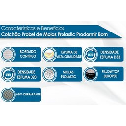 Colchão Queen Probel Molas Prolastic Born Black Euro Pillow (158x198x28) - - 3 Colchão Queen Probel Molas Prolastic Born Black Euro Pillow (158x198x28) - - 3